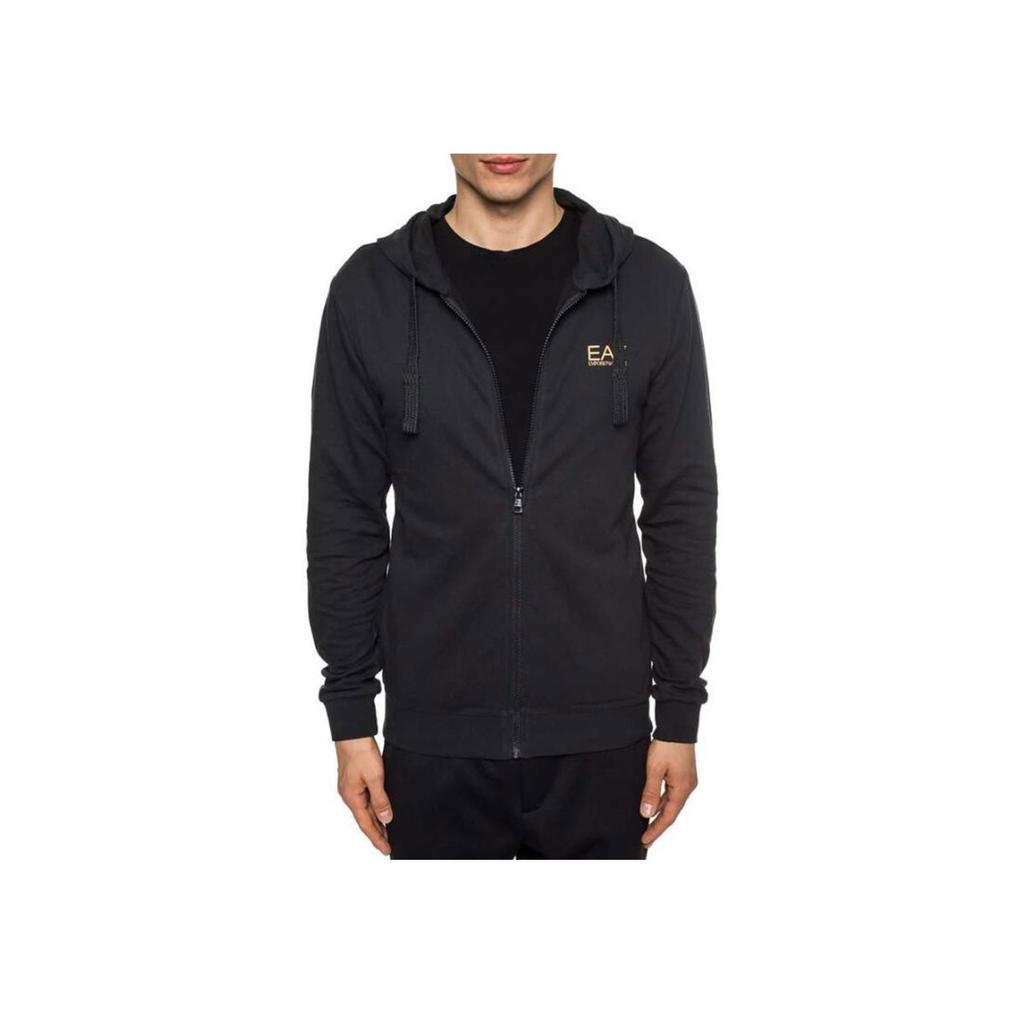 Emporio Armani EA7 Letter Logo Drawstring Long Sleeve Hoodie Men hoodies Black 8NPM04-PJ05Z-0208