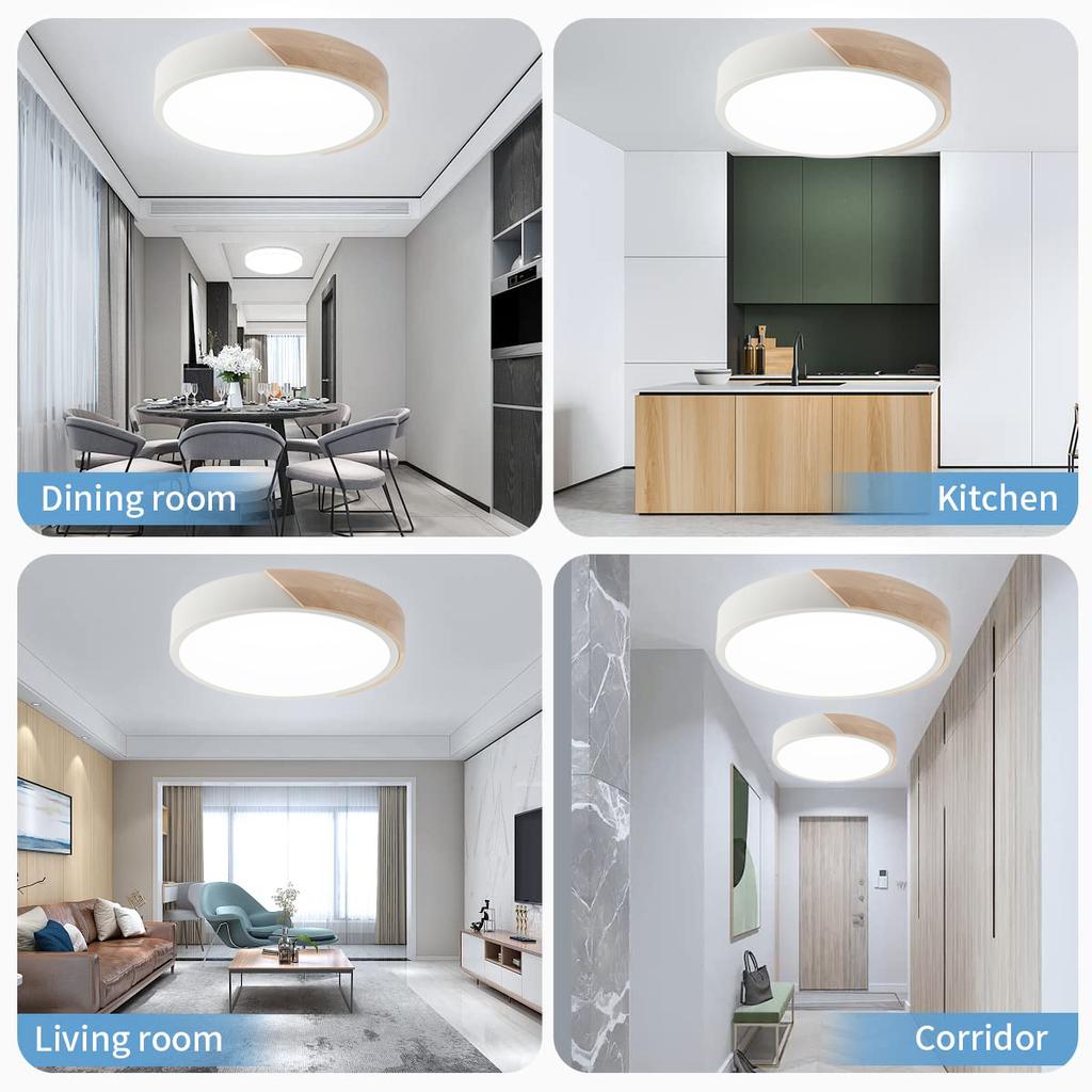 Modern LED Ceiling Light Wooden Round Macaron Chandelier for Bedroom Living Room Dining Hall Hallway Home Decor