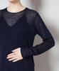 Nano Universe Swivel Wool Crew Neck Knit Size M Pullover, Women's, (120), Navy, 669-5222301