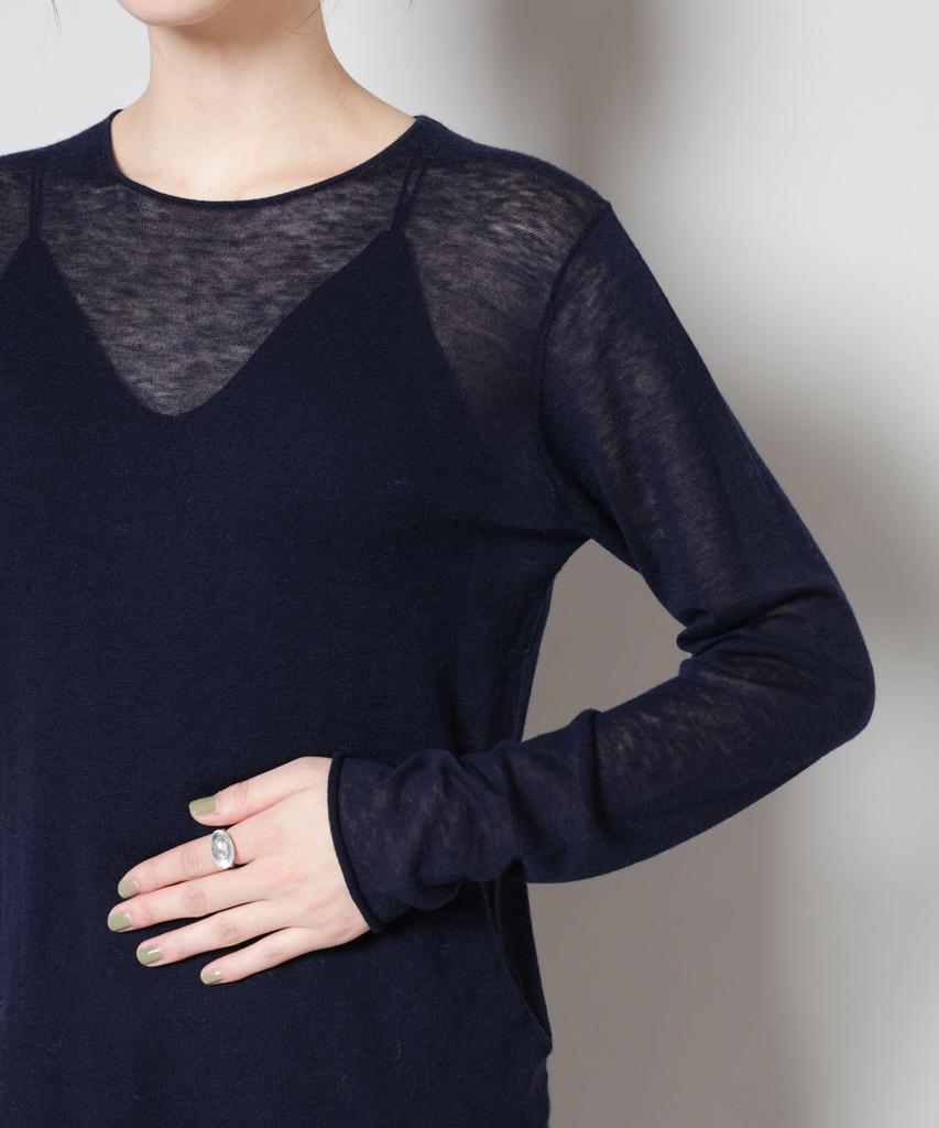 Nano Universe Swivel Wool Crew Neck Knit Size M Pullover, Women's, (120), Navy, 669-5222301