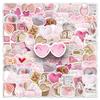 Heart-Shaped Pink Nordic Stickers - 50 pcs Waterproof DIY Decorative for Phone Cases