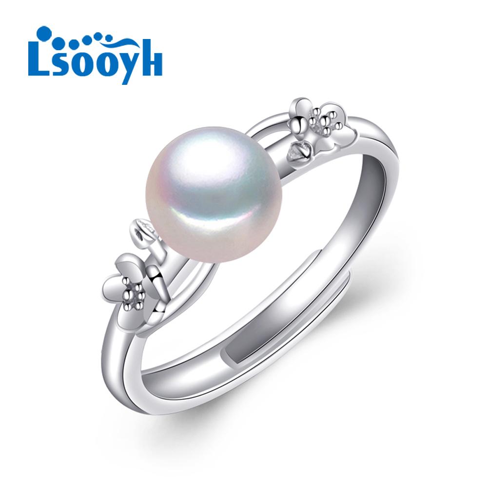

LSOOYH Мода Симпатичное кольцо Жемчужные украшения Регулируемое кольцо Пресноводные жемчужные кольца для женщин