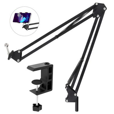 Heavy Duty Table Clamp Articulating Metal Boom Arm Stand for Phone Lamps Live Stream Multi-Use with Ball Joint Adapter