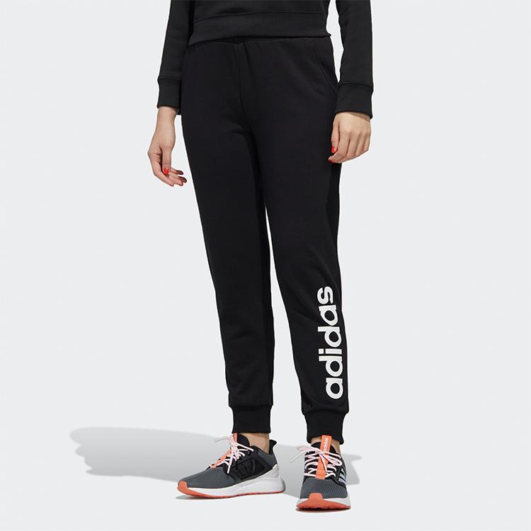Adidas Neo Logo Printed Cuffed Casual Sweatpants Women Bottoms Black FP7881
