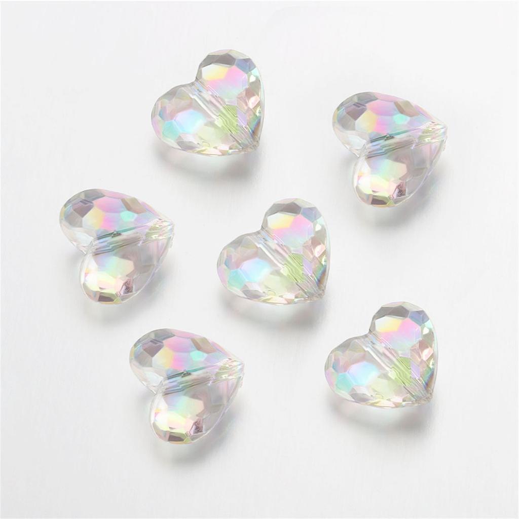 TX27 20pes Aerylic Heart Beads Tranaparent Loose Spacer Beads DIY JewelryMaking Pendants Neaklace Bracclet Needlework Material