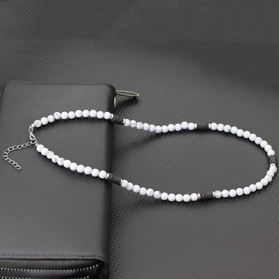 

Hiphop Men Necklace Natural Stone 6mm Tiger Eyes Howlite Lava Beads Healing Collar Outdoor Sports Cool Biker Neck Accessoriess