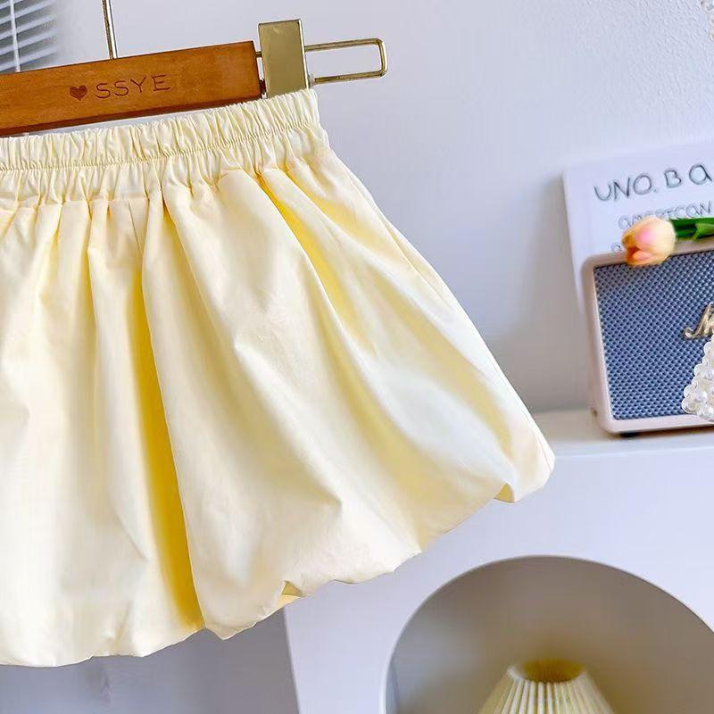 Girl's Three-dimensional Flower Bud Set Summer Cute Sleeveless Top and Shorts Two-piece Set