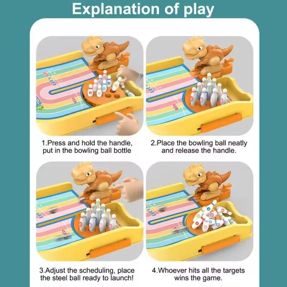 Bounce Dinosaur Bowling Toy ABS Table Top Bowling Game  Birthday Party Decor