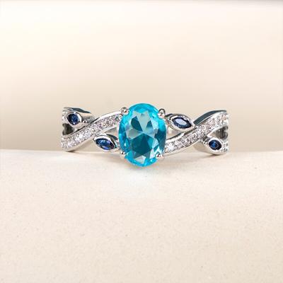 Transparent Blue Cubic Zirconia Rings Women Simple Elegant Design Wedding Ceremony Party Bridal Ring Trendy Jewelry
