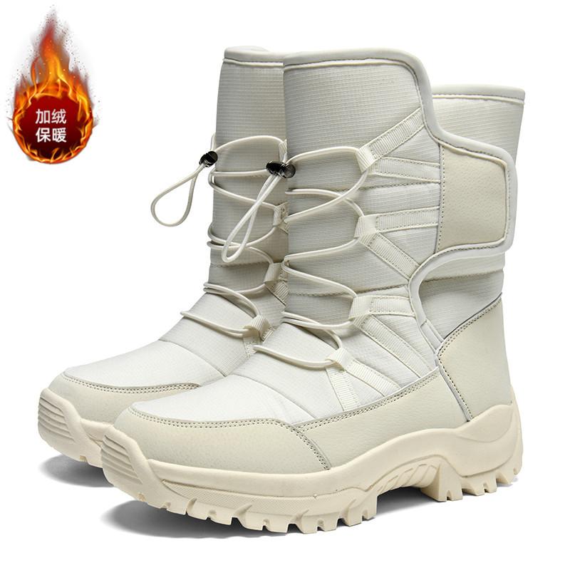 

Модная мужская зимняя обувь Водонепроницаемые мужские ботинки Теплые плюшевые Парные сноубутсы Уличные Нескользящие Походные Мужские Рабочие Ботильоны 46 бежевый