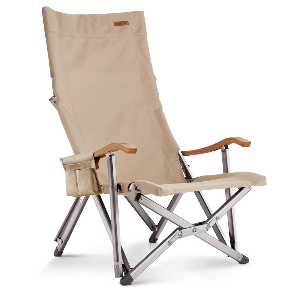 Low style ICECO outdoor load capacity 1600D A7075 aluminum alloy back bamboo indoor use chair, 285KG, seat, frame, high/low switchable, handrail,