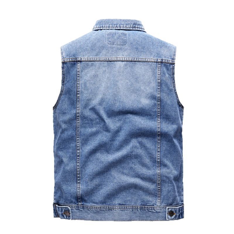 Men's Retro Trend Jacket, Large-sized Middle-aged Waistcoat, Pure Cotton Multi-pocket Vest Men Asian Size