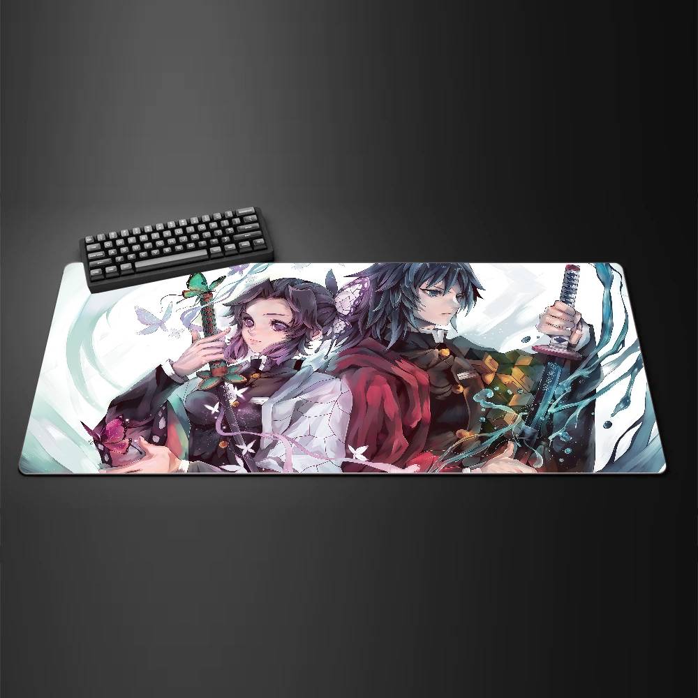 Tappetino per Mouse da Gaming Anime Daki e Gyutaro, Tappetino Grande per Tastiera da Scrivania in Gomma con Bordo Cucito da 2 MM