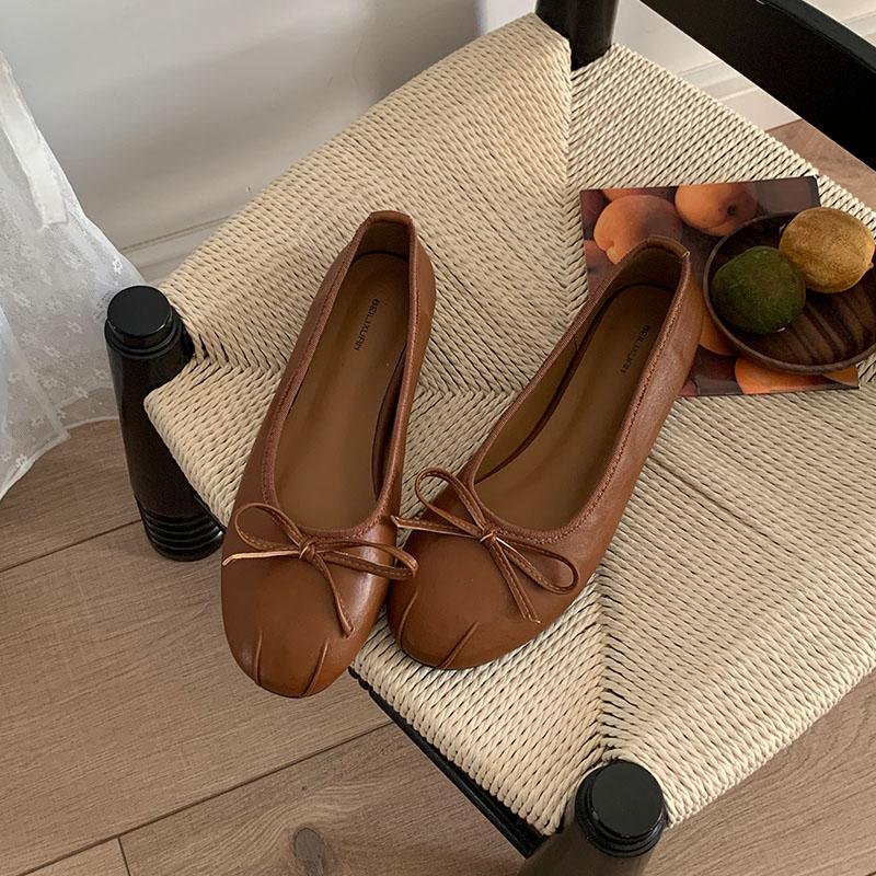 Mode Luxusmode Runde Zehen Damen Ballerinas Slipper Schuhe Weiche Damen Schmetterlingsknoten Schuhe Flache Damen Ballerinas mit Schuhen