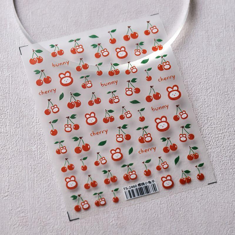 

Qiji Attractive Cherry Rabbit Three-Dimensional Relief Nail Stickers Waterproof Nails Stickers Decorations 2460 2461 TS-2460 Cherry Bunny