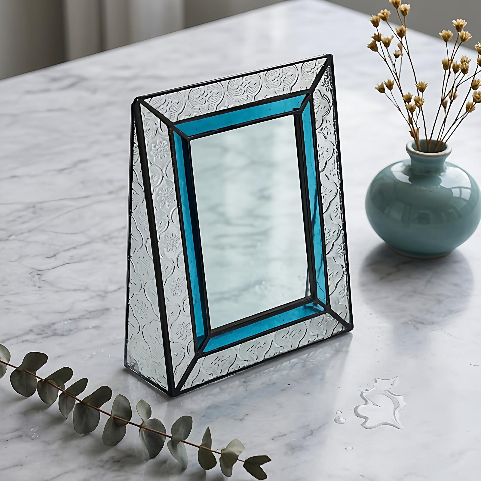Retro European and American Colored Glass Desktop Photo Frame