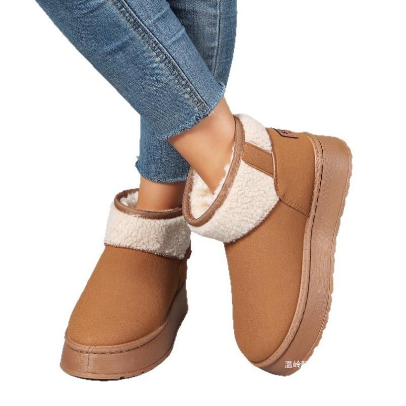 Foreign Trade New Large Size Velvet Warm Thick-soled Snow Boots Women's Cross-border Rivets and Foot Color Matching Short Tube Thickened Cotton Shoes