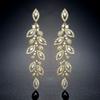 ZAKOL Boucles d'oreilles pendantes de mariage élégantes en zircone brillante polie, forme feuille marquise AAA CZ, Bijoux de fête