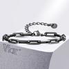 Vnox Unisex 5mm Rectangular Link Chain Bracelets, Adjustable Black Paperclip Chain Wristband Jewelry Gift for Men Women