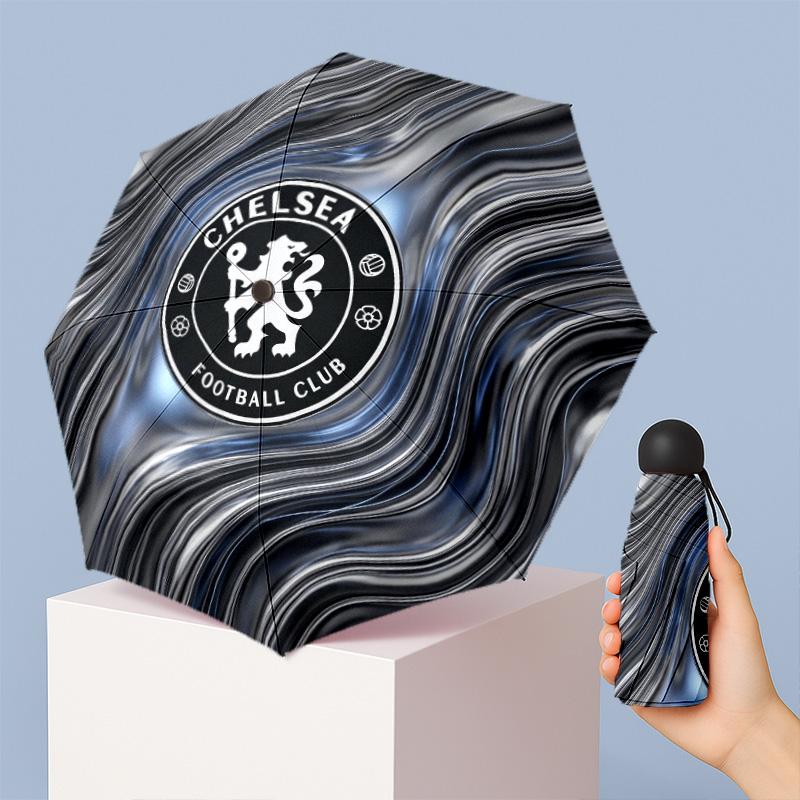 Chelsea FC Pattern Printed Mini 5 Folds 8 Ribs Compact Umbrella Windproof Waterproof Lightweight Portable Folding