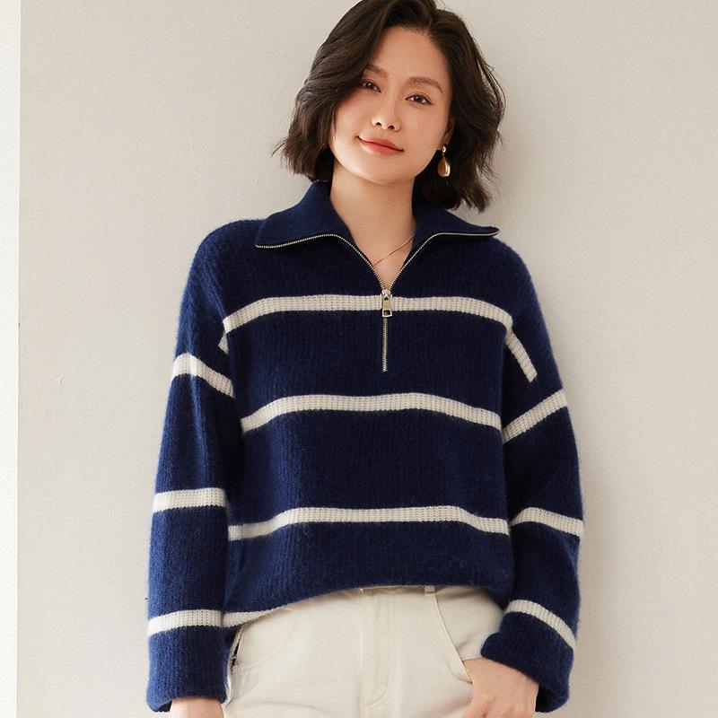 Women's Thickened Cashmere POLO Sweater - Light Luxury, Soft Knit, Loose Fit for Autumn/Winter
