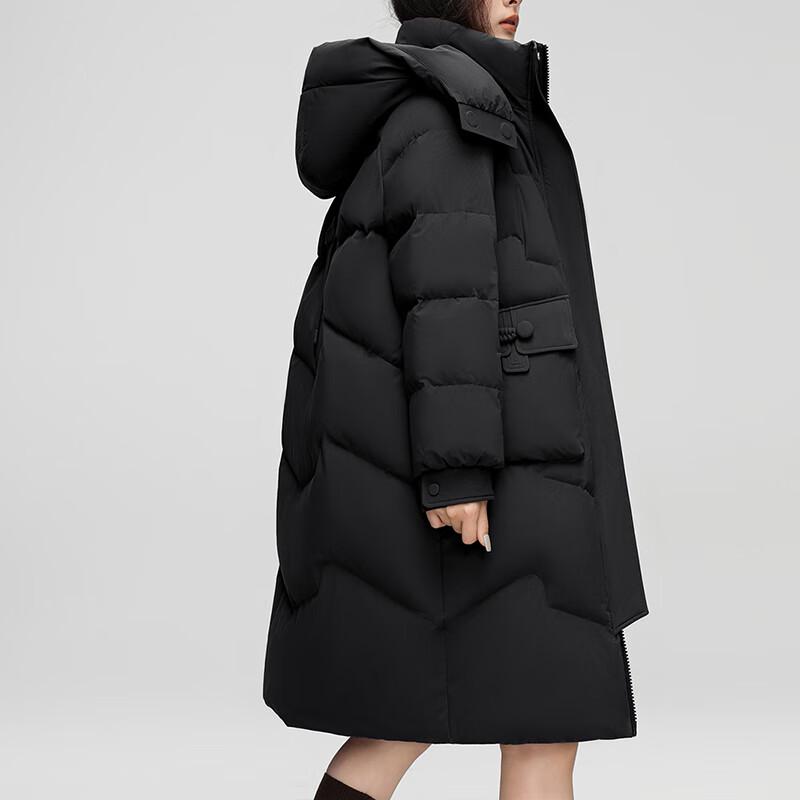 Yalu RS Damen Kapuzen-Longline Winter Daunenjacke