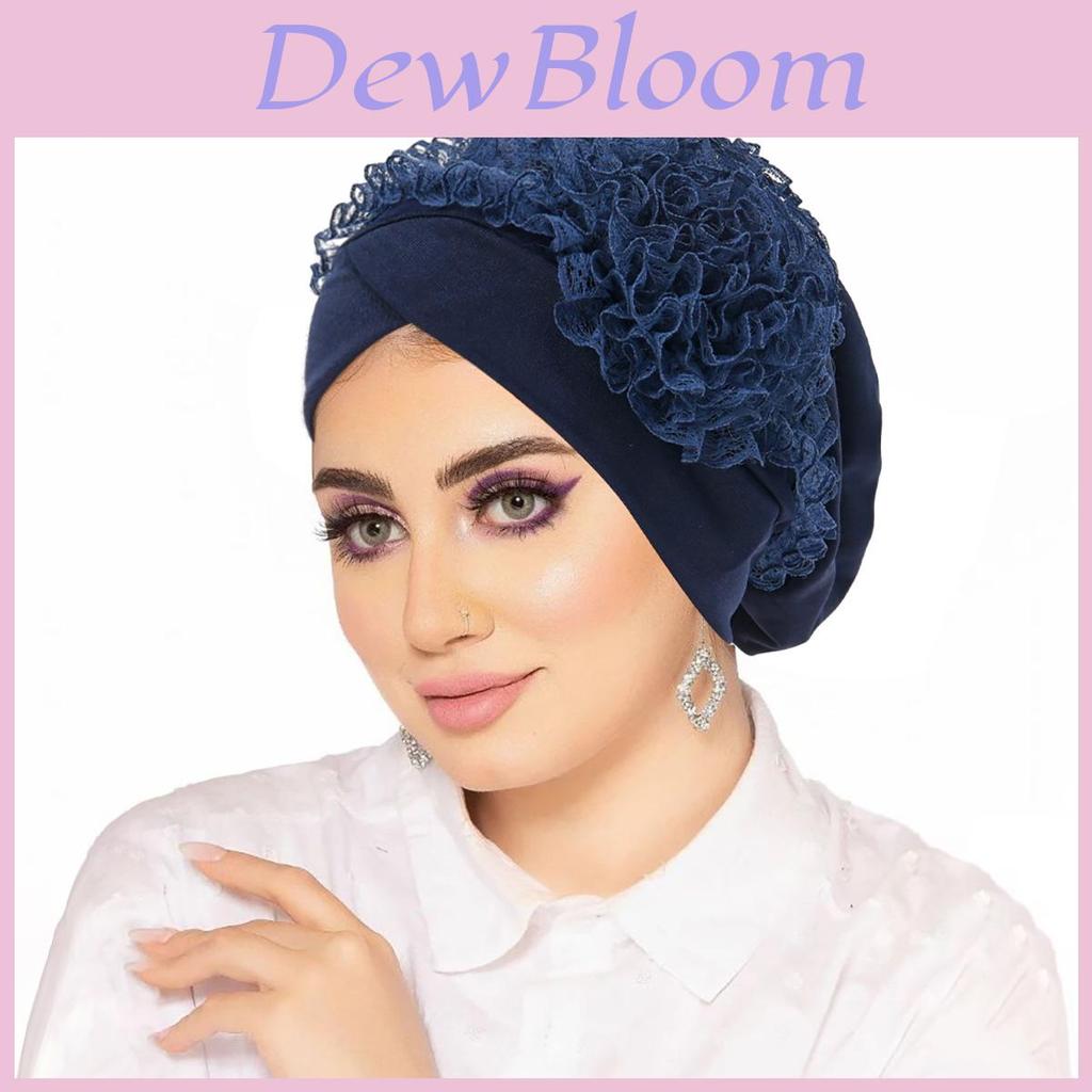 Pure Color Headscarf Hat With Floral Lace Design For Women Summer Winter Spring Fall