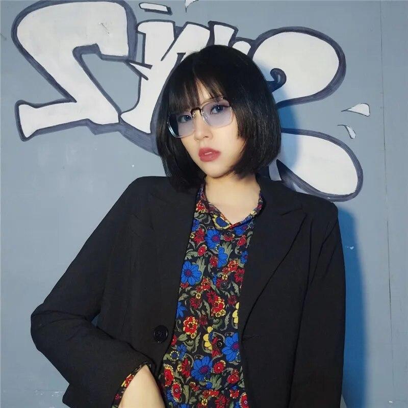high-quality new splicing meter nail square sunglasses Fashion men hip hop glasses retro sunglasses women