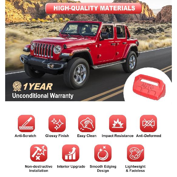 Fits for JL Jeep 4 PCS Upgrade Window Switch Button Cover Compatible with Jeep Wrangler JL JLU 2025 2024      2018 & Gladiator JT -2025 Interior