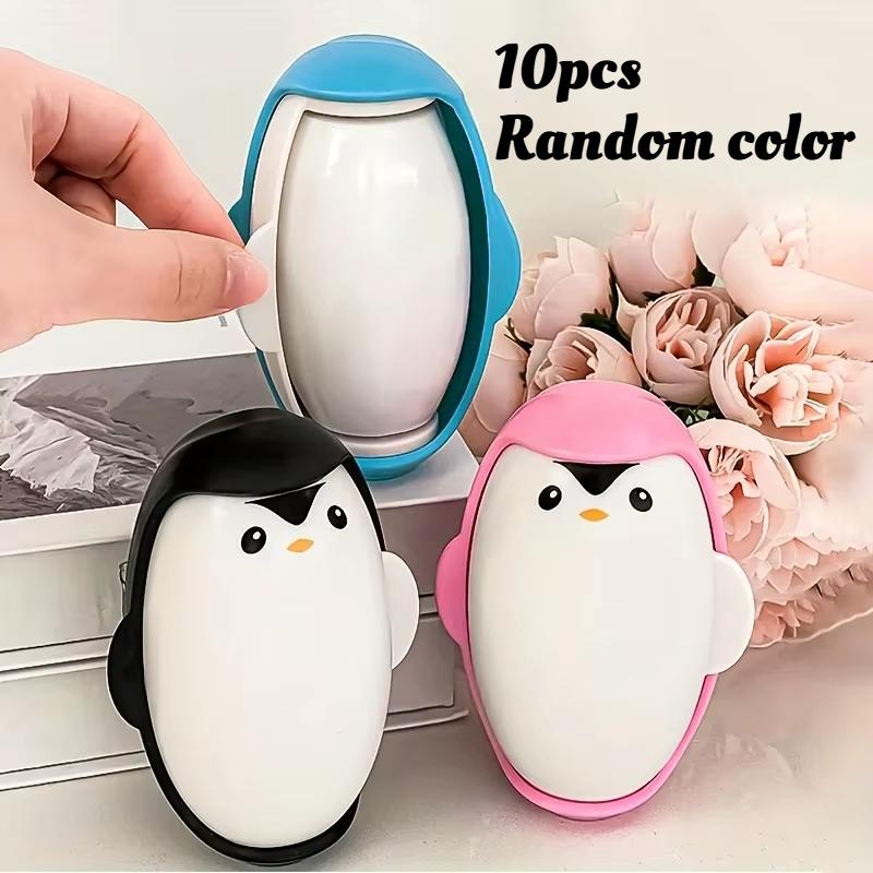 

10pcs Random Color Penguin Mini Lint Remover - Portable Reusable Sticky Pet Hair Roller for Household Clothing & Pets