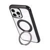 For iPhone 16 Pro Max Magnetic Case Stress Relief Kickstand TPU + PC Transparent Protective Phone Cover