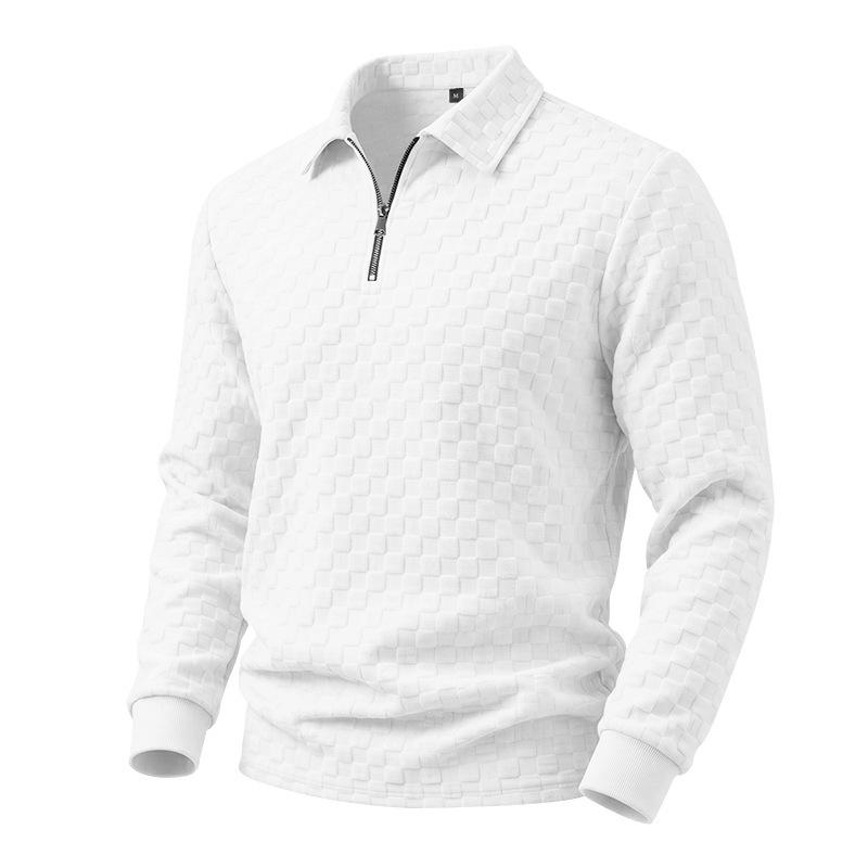 Men S Long Sleeve Half Zip Plaid Polo Shirt Casual Top