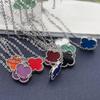 15mm Double-sided Titanium Steel Four-leaf Clover Necklace Female Simple Titanium Steel Collarbone Chain Necklace Net Red Jewelry
