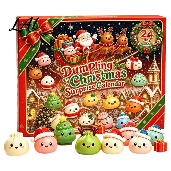 Unique Collectible Toy Advent Christmas Squeeze Dolls 2026 Calendar, 24-Day Dumpling Bun Fidget Party