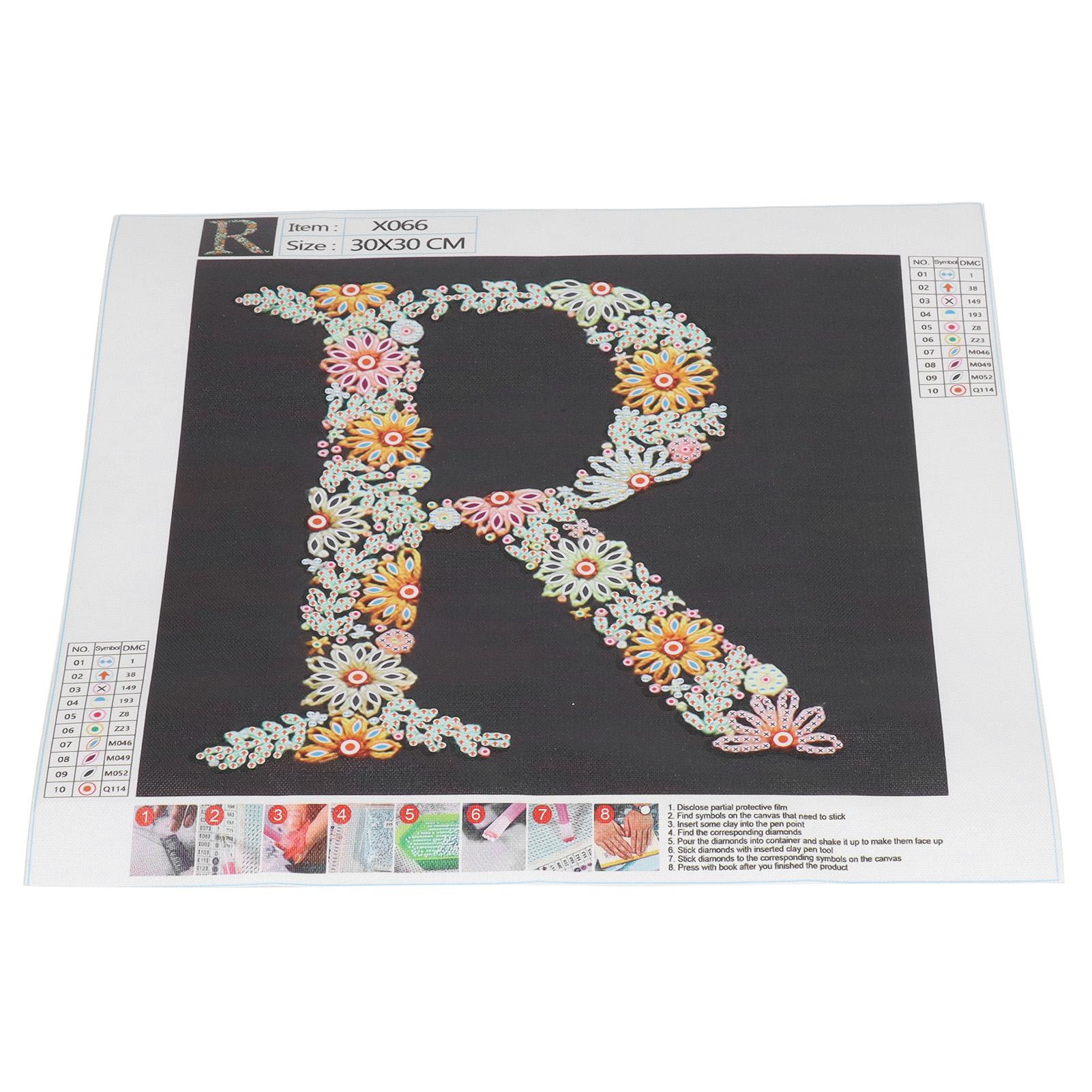 Rhinestone Painting Occident Style Lucky Letter R Pattern DIY Making Relaxing Interesting Rhinestone Art Painting