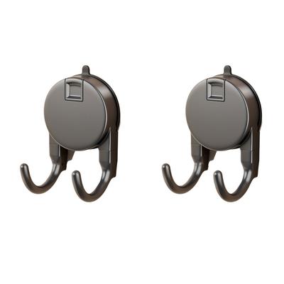 2Pcs Plastic Suction Cup Hooks Non-Marking Waterproof Paper Towel Double Hooks Space Saving Moisture-proof Kitchen Storage Hooks