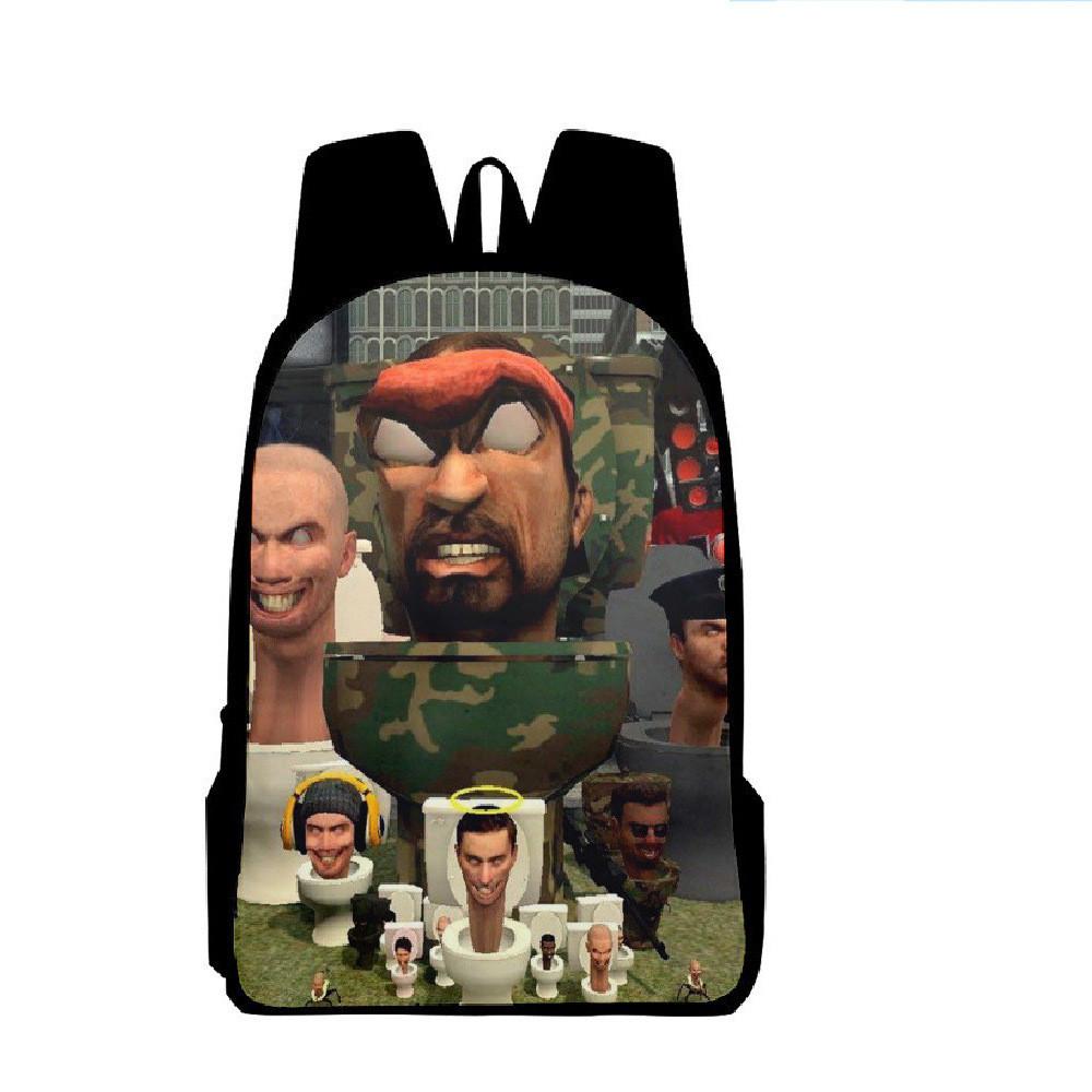 Skibidi Toilet Character Kids Backpack With Breathable Oxford Cloth For School Use