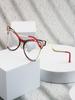 Metal cat-eye rainbow stitching cut-out frame hot girl anti-blue light glasses are suitable for catwalk parties, commuting stree