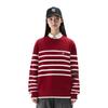 Fila Heritage Simple Classic Fashion Trendy Comfortable Casual Striped Versatile Loose Knit Sweater Women Sweater Rhythm-Red F11W618406FPK