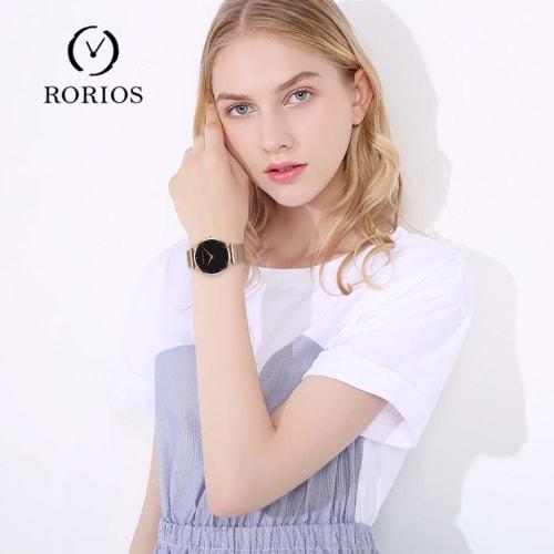 RORIOS Fashion Women's Watch, Ultra-Thin Waterproof Analog Quartz Watch with Stainless Steel Strap, Simple and Stylish Casual Style, Perfect Gift for