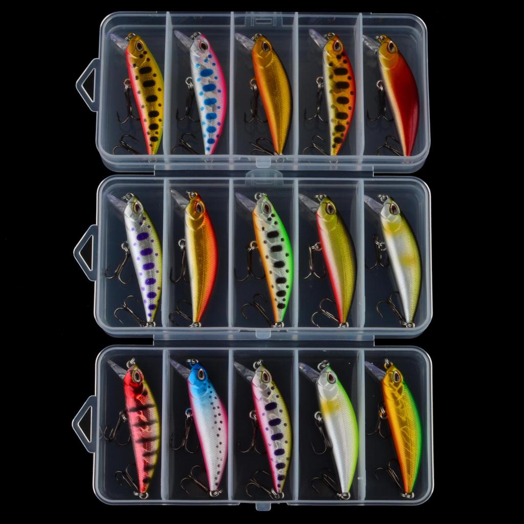 Five-Piece Boxed Sinking Minnow Lures Set, 5.5cm 5g, for Long Cast Fishing