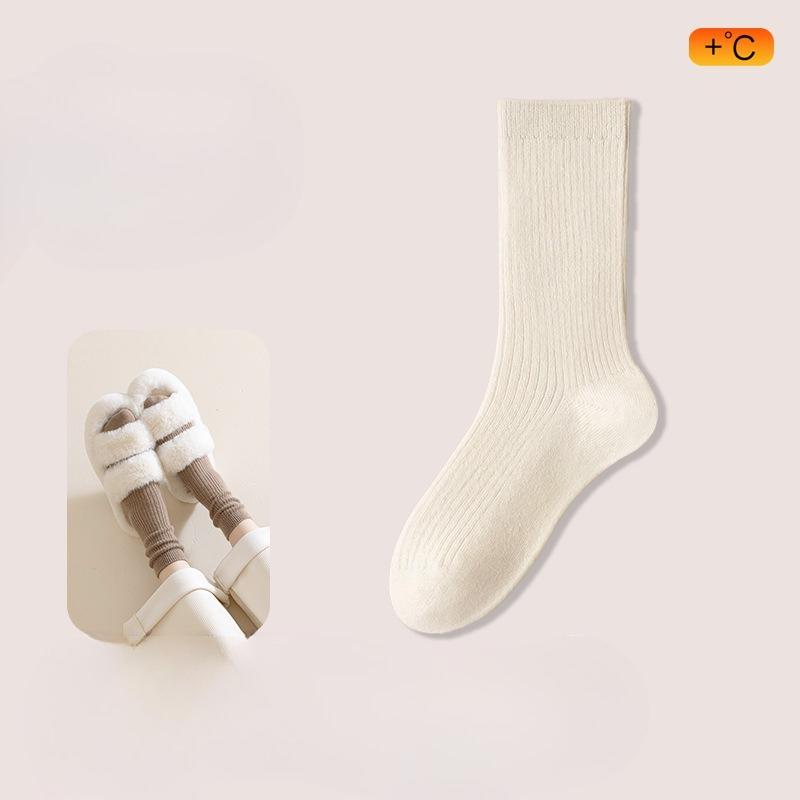 

Женские осенне-зимние бархатные утолщенные теплые носки-трубы с махрой 1 pair молочный белый