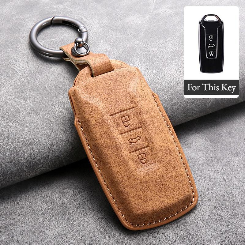 

For VW Volkswagen Touareg 2019 2020 2021 2022 2023 Car Key Case Cover Leather Car Key Protection Shell Interior Accessories