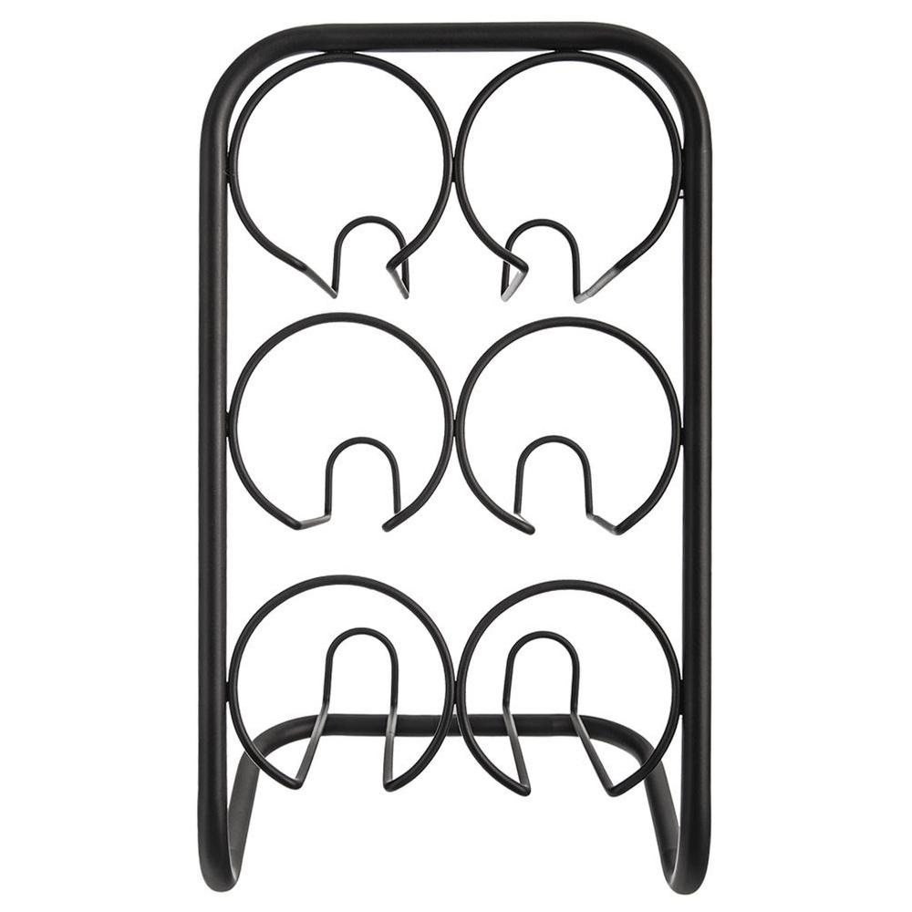 Black Metal Wine Rack for 6 Bottles 22.5x39 Cm