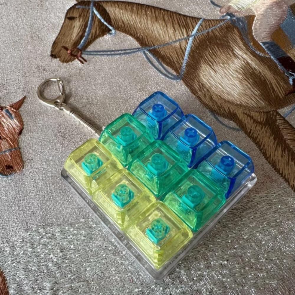 New DIY Keyboard Fidget Keychain Keys Button Relief Stress Clicker Toy Keycap 9Keys Finger Keyboard Cap Adult
