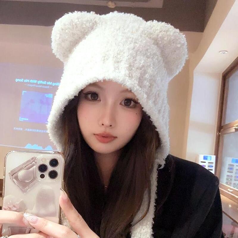 

Женский зимний милый шарф-воротник с капюшоном и ушками медвежонка A32010_Black