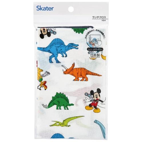 Skater Kids' Lunch Cloth, 43x43cm, Made in Japan, Disney Mickey Mouse & Friends Dinosaur Design, KB4-A