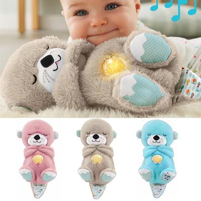 1PC Breathing Otter Sleep and Playmate Otter Musical Stuffed Baby Plush Toy with Light Sound Newborn Sensory Comfortable Baby Gifts