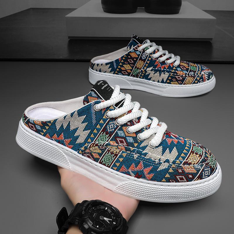 Men's shoes Baotou drag without heel one pedal half drag mesh breathable lazy casual espadrilles