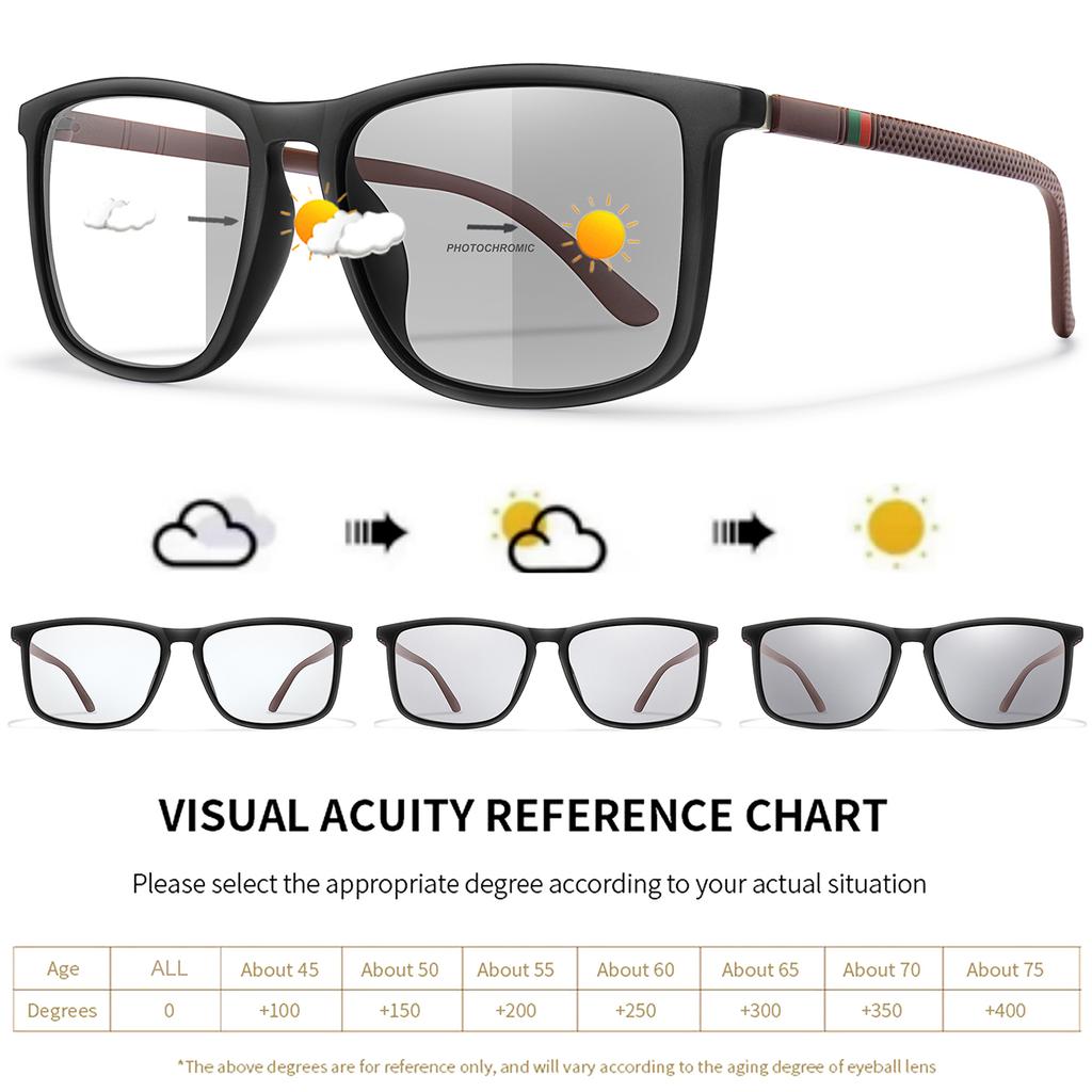 Classic Square Photochromic Reading Glasses Presbyopic Eyewear Men And Women Reading Surfing The Internet +0 +150 +200